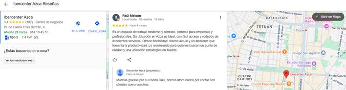 reseñas de google Ibercenter Azca
