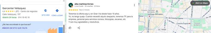 Reseñas de Google Ibercenter Velázquez