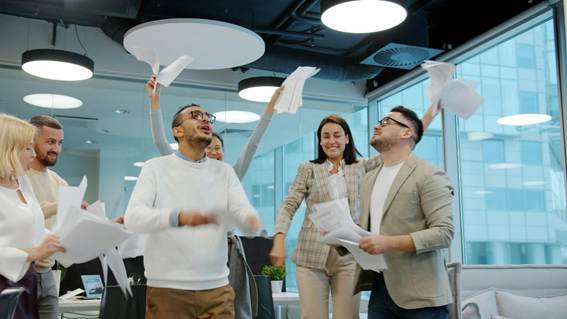 Happiness after a meeting, showing success and growth.